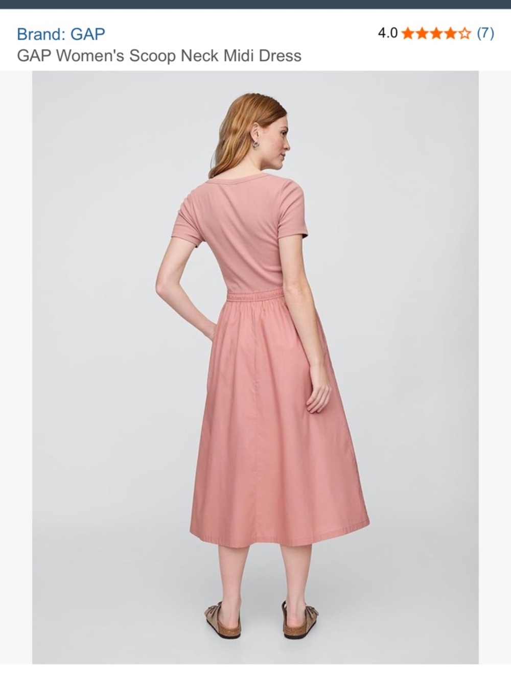 GAP Scoop Neck Midi Dress in Dusty Rose Size M , L NWT - Picture 2 of 6
